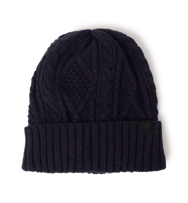 SHIPS any「SHIPS any: ケーブル ボア ワンポイント ピスネーム ワッチキャップ (ユニセックス)」|ニット帽|ネイビー