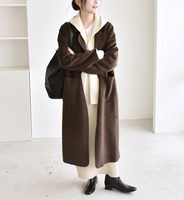 quaranciel「quaranciel: ダブル パイル ニット ロング チェスター コート」|チェスターコート|