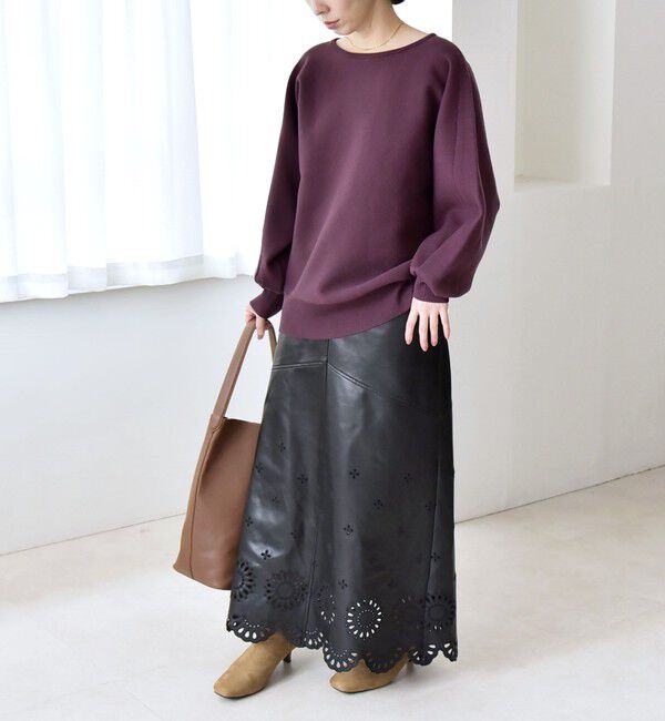 quaranciel「quaranciel:〈手洗い可能〉ダブルフェイス ボートネック パフ ニット プルオーバー」|ニット・セーター|