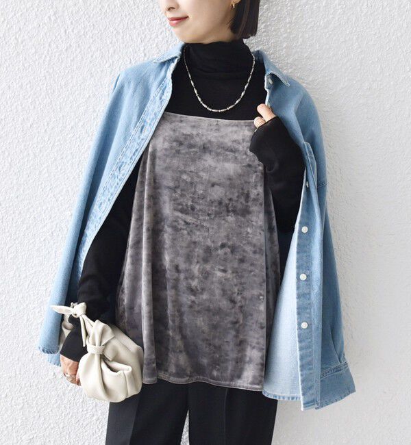 SHIPS for women「〈手洗い可能〉スノー クラッシュ ポリエステル ベロア サイド スリット キャミ」|キャミソール|