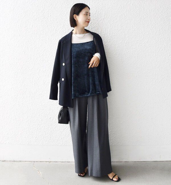 SHIPS for women「〈手洗い可能〉スノー クラッシュ ポリエステル ベロア サイド スリット キャミ」|キャミソール|