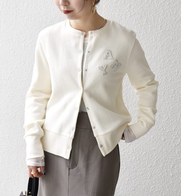 SHIPS any「SHIPS any:〈洗濯機可能〉裏起毛 ビジュー コンパクト スナップ カーディガン」|カーディガン|