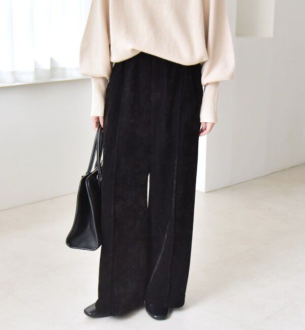 quaranciel「quaranciel:〈洗濯機可能〉ポリエステル ベロア ピンタック イージー ワイド パンツ」|その他|
