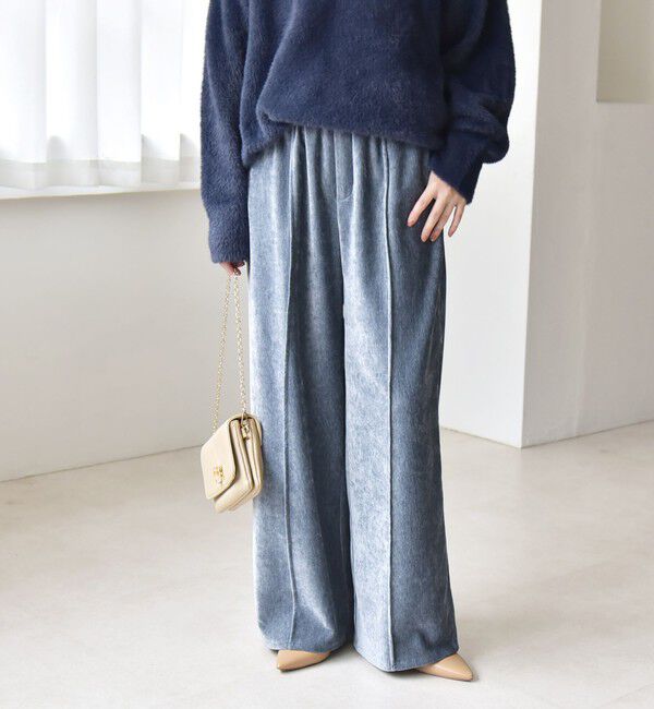 quaranciel「quaranciel:〈洗濯機可能〉ポリエステル ベロア ピンタック イージー ワイド パンツ」|その他|