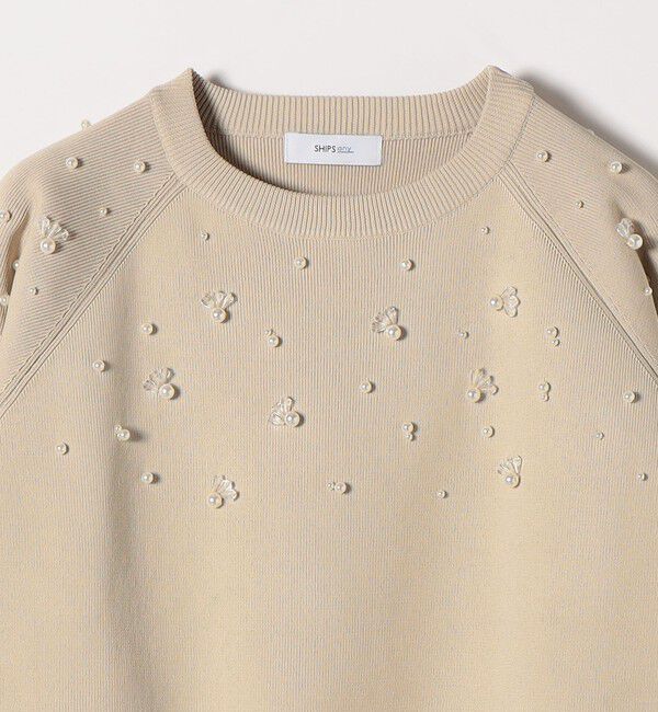 SHIPS any「SHIPS any:〈手洗い可能〉パールモチーフ ビジュー クルーネック ニット」|ニット・セーター|