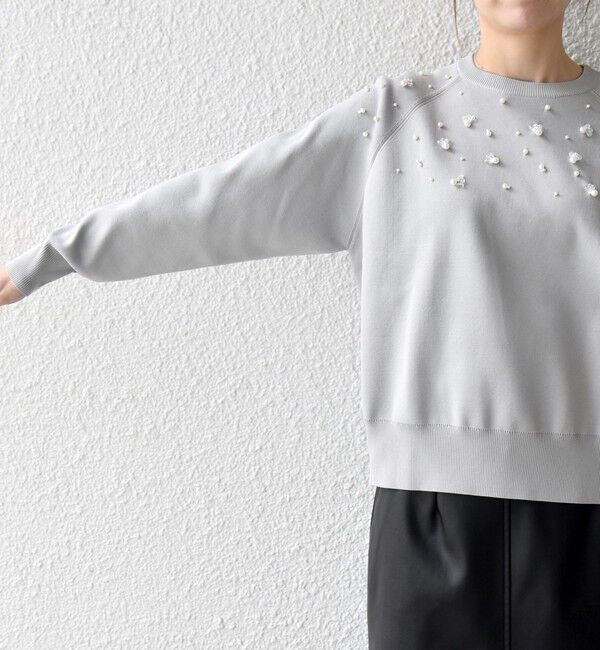 SHIPS any「SHIPS any:〈手洗い可能〉パールモチーフ ビジュー クルーネック ニット」|ニット・セーター|