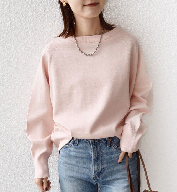 SHIPS for women「〈手洗い可能〉コットン カシミヤ混 スカラップヘム ボートネック プルオーバー」|ニット・セーター|
