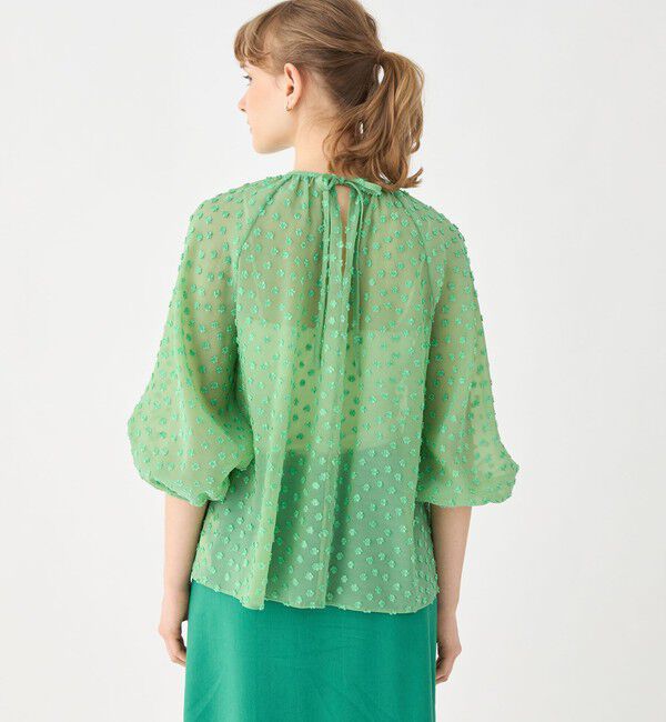 Ballsey「ドットフラワージャカード ボリュームギャザープルオーバー」|シャツ・ブラウス|