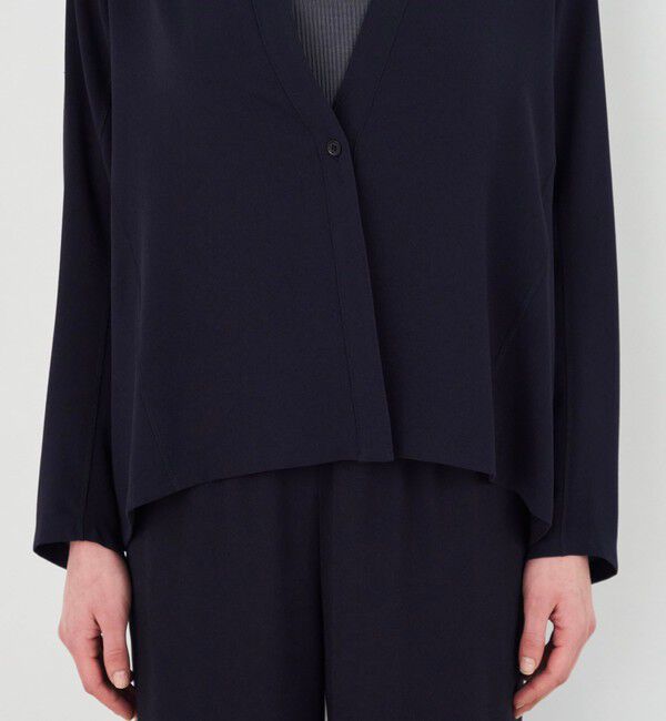 DES PRES「ジャージーライクジョーゼット カラーレスジャケット」|ノーカラージャケット|