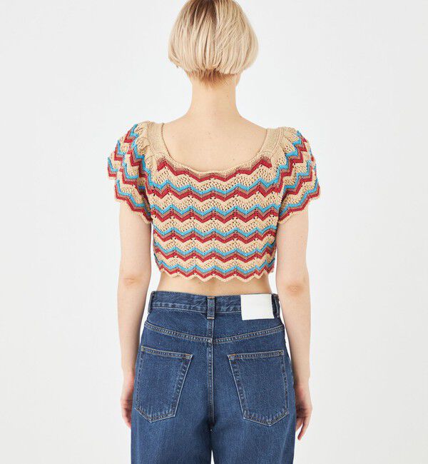 MACPHEE「ツイスティーボーダー クロップドトップス」|ニット・セーター|