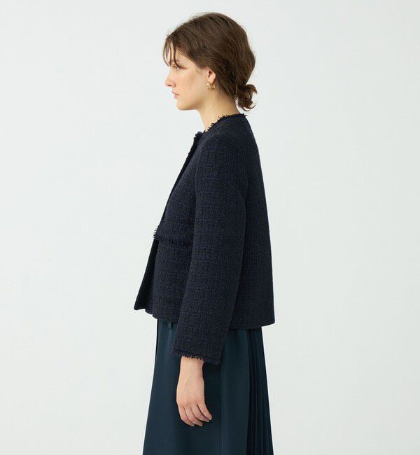 Ballsey「ラメミックスツイード セミダブルクルージャケット」|ノーカラージャケット|