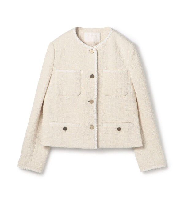 Ballsey「スラブコットンツイード Vクルーネックジャケット」|ノーカラージャケット|