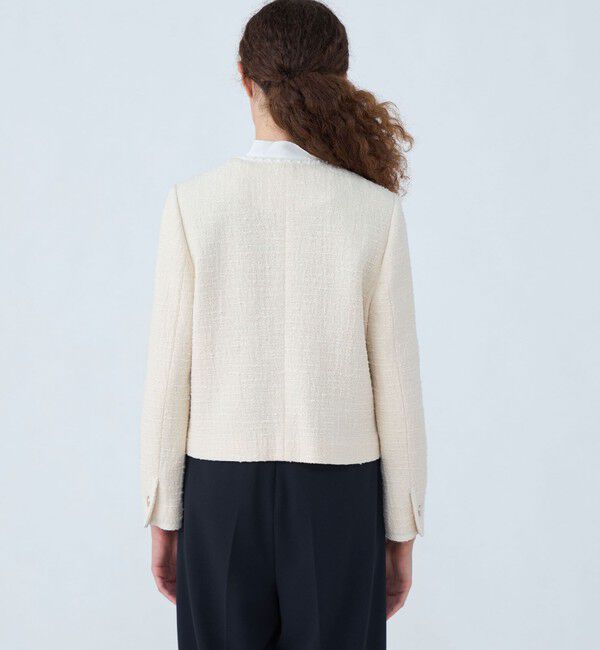 Ballsey「スラブコットンツイード Vクルーネックジャケット」|ノーカラージャケット|