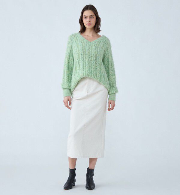 MACPHEE「ピグメントドリルクロス Iラインスカート」|タイト|