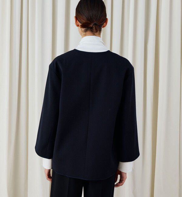 DES PRES「ハードウールオックスフォード ミディジャケット」|ノーカラージャケット|
