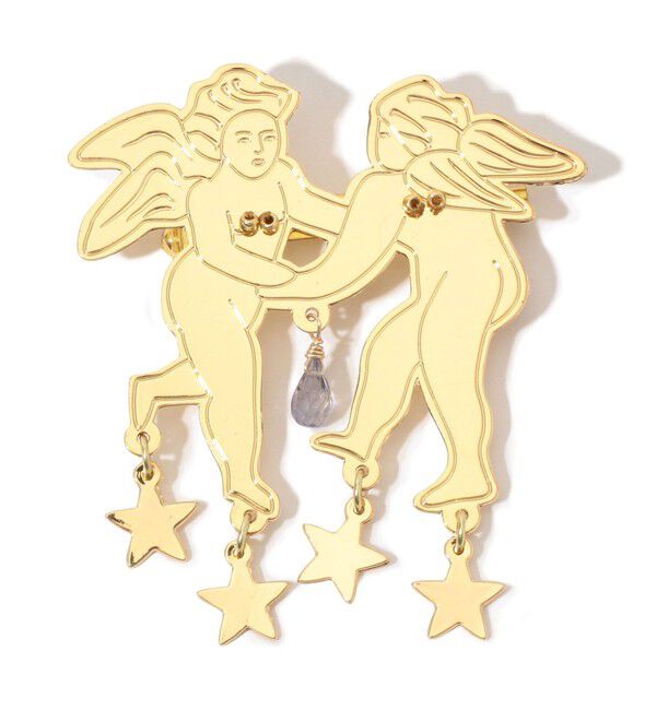 TOMORROWLAND GOODS「MERCEDES SALAZAR TWO ANGELS STARS ブローチ」|ブローチ・コサージュ|92 ゴールド系