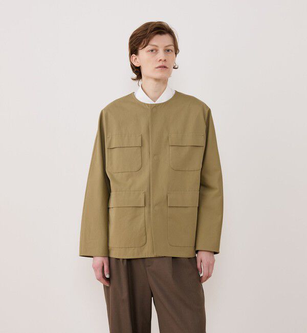 GALERIE VIE「モイストコットン リラックスフィットジャケット」|ノーカラージャケット|