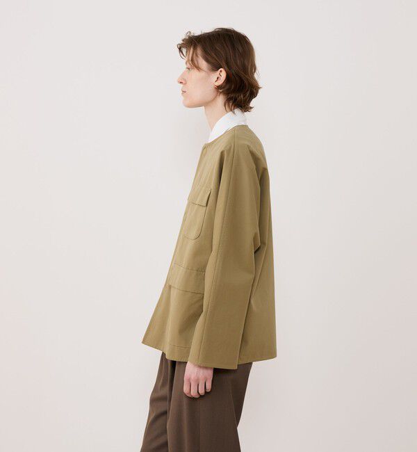 GALERIE VIE「モイストコットン リラックスフィットジャケット」|ノーカラージャケット|