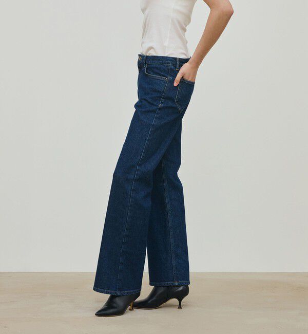 DES PRES「コンパクトストレッチデニム セミフレアパンツ」|デニム|