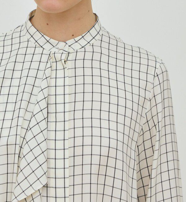 DES PRES「プレイドセルロースツイル フロンドレープシャツ」|シャツ・ブラウス|