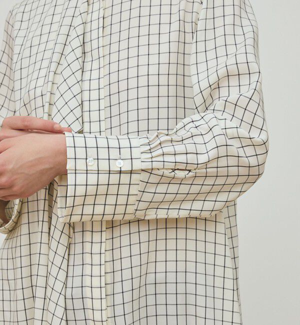 DES PRES「プレイドセルロースツイル フロンドレープシャツ」|シャツ・ブラウス|