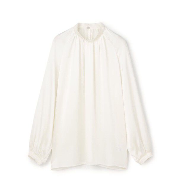 TOMORROWLAND collection「ウォッシャブルシルク シャーリングカラーブラウス」|シャツ・ブラウス|11 ホワイト