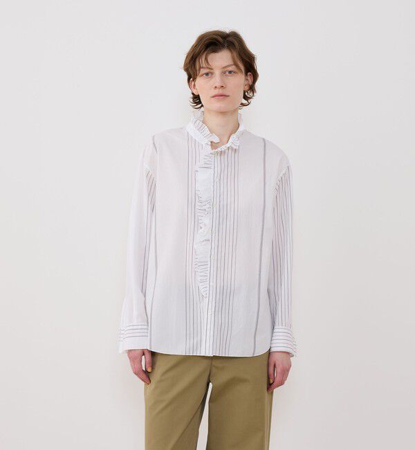 GALERIE VIE「コットンサッカー フリルカラーシャツ」|シャツ・ブラウス|