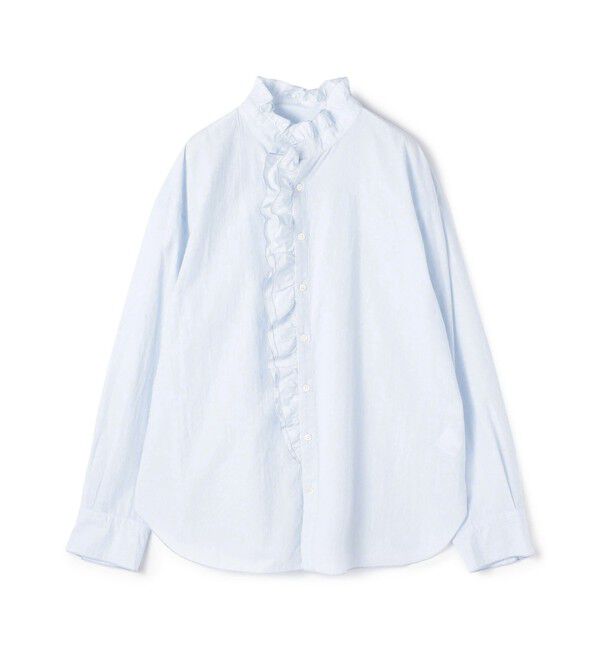 GALERIE VIE「コットンサッカー フリルカラーシャツ」|シャツ・ブラウス|63 ライトブルー