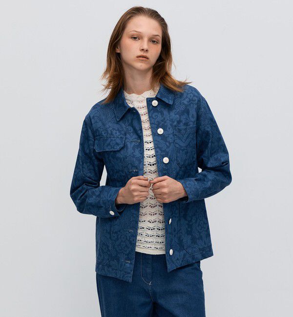 BACCA「ブルーデニムプリント ワークジャケット」|ブルゾン・スタジャン|