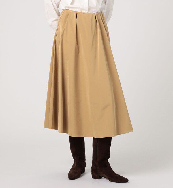 MACPHEE「ダブルサテン タックギャザーフレアスカート」|フレア|