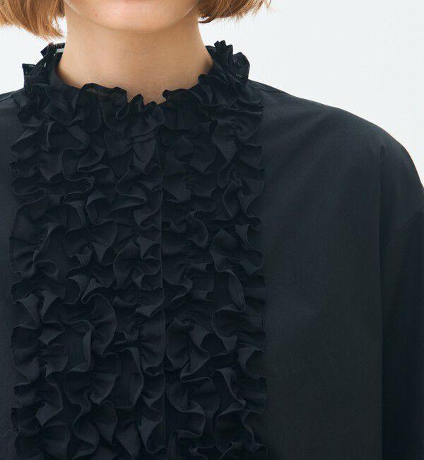 TOMORROWLAND collection「ブラックコンビネーション ラッフルブラウス」|シャツ・ブラウス|