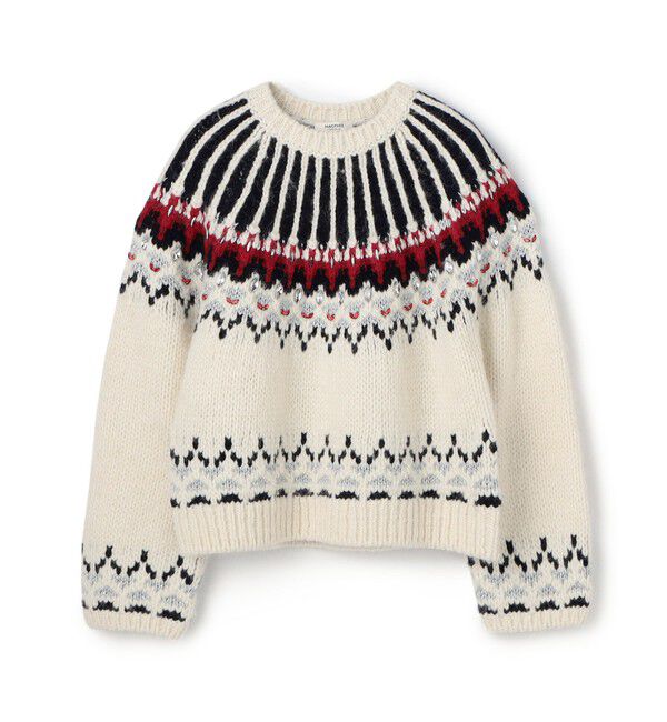 MACPHEE「ビジュージャカード クルーネックプルオーバー」|ニット・セーター|12 ホワイト系