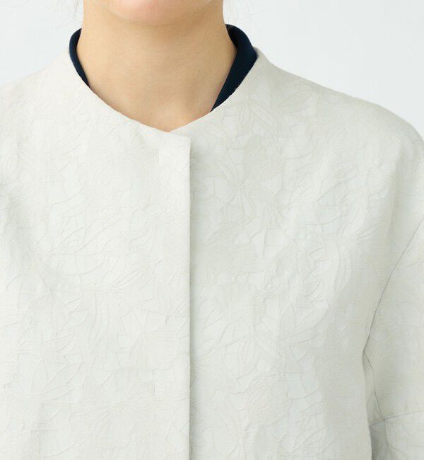 Ballsey「ボタニカルジャカード トラペーズコート」|ノーカラーコート|