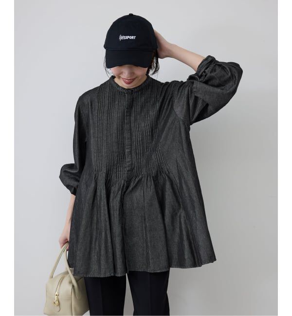 SLOBE IENA「《予約》LEDENIM ボサム ペプラムデニムブラウス」|シャツ・ブラウス|