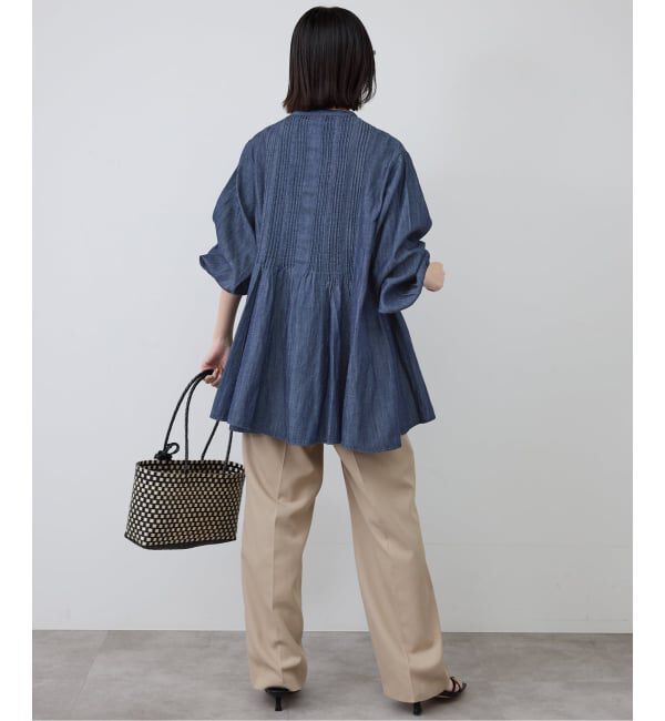 SLOBE IENA「《予約》LEDENIM ボサム ペプラムデニムブラウス」|シャツ・ブラウス|