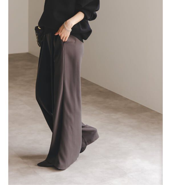NOBLE「《追加》【洗える】ライトジョーゼットドレープパンツ」|スラックス|