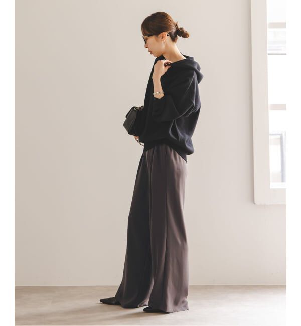 NOBLE「《追加》【洗える】ライトジョーゼットドレープパンツ」|スラックス|