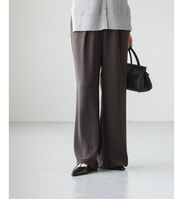 NOBLE「《追加》【洗える】ライトジョーゼットドレープパンツ」|スラックス|