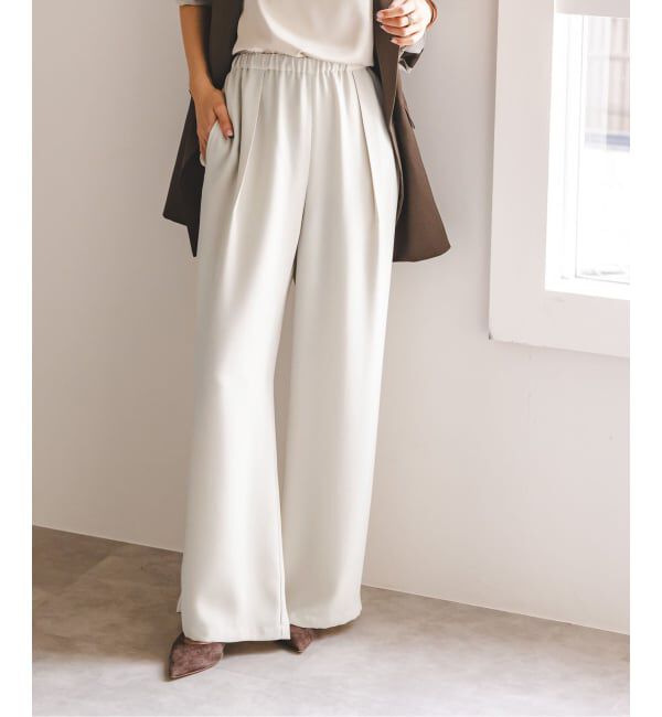 NOBLE「《追加》【洗える】ライトジョーゼットドレープパンツ」|スラックス|