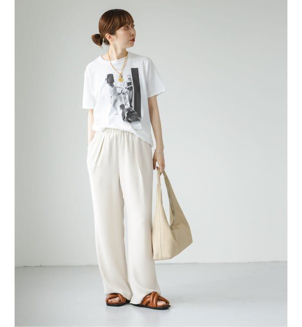 NOBLE「《追加》【洗える】ライトジョーゼットドレープパンツ」|スラックス|
