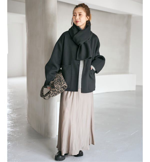 Spick and Span「《追加》ビーバーストール付きセットコート」|ノーカラーコート|