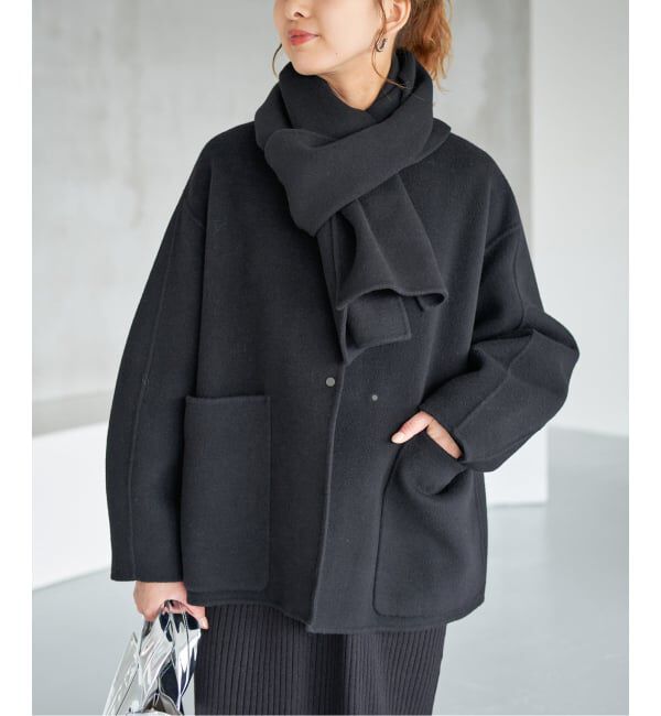 Spick and Span「《追加》ビーバーストール付きセットコート」|ノーカラーコート|