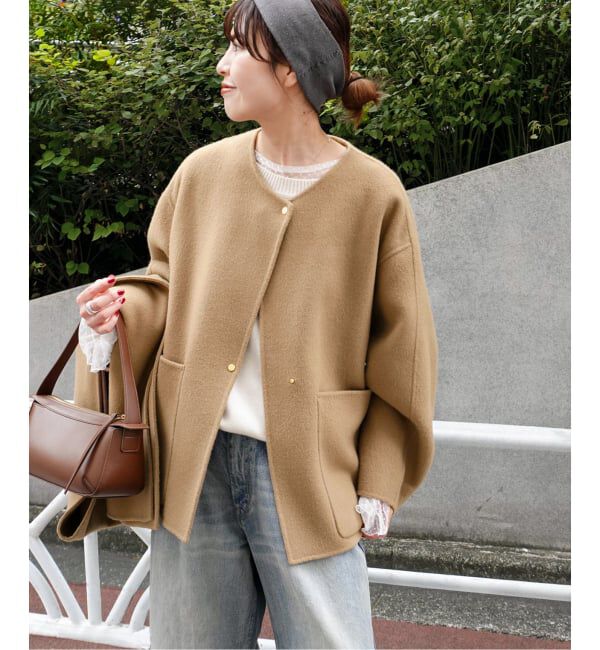 Spick and Span「《追加》ビーバーストール付きセットコート」|ノーカラーコート|