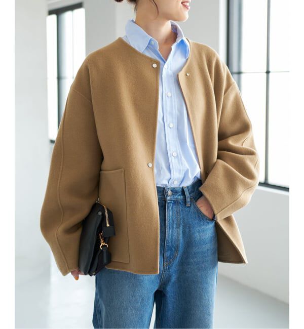 Spick and Span「《追加》ビーバーストール付きセットコート」|ノーカラーコート|