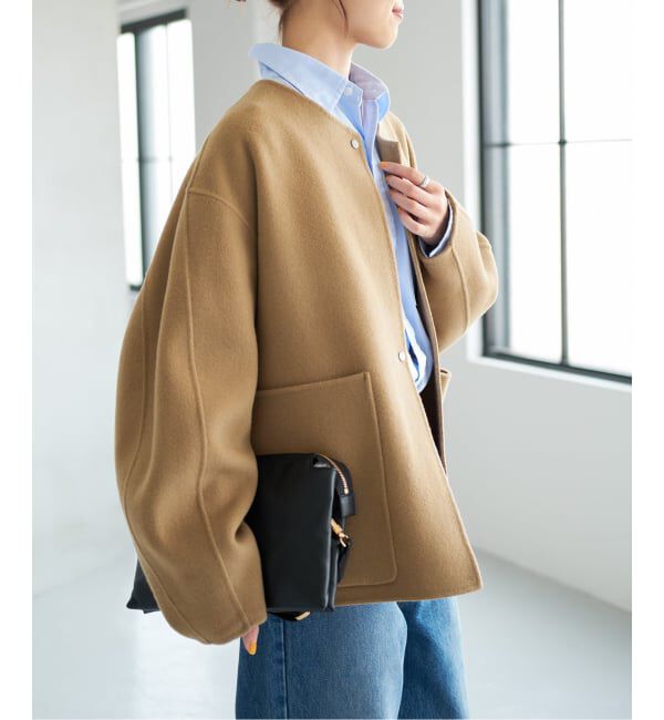 Spick and Span「《追加》ビーバーストール付きセットコート」|ノーカラーコート|