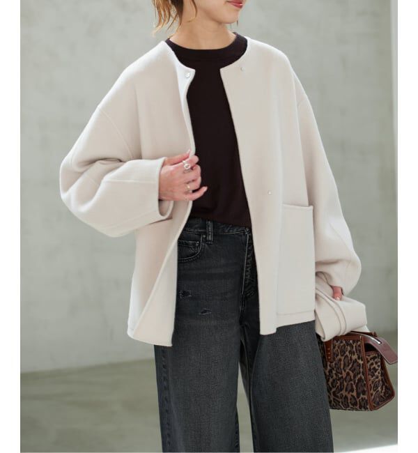 Spick and Span「《追加》ビーバーストール付きセットコート」|ノーカラーコート|