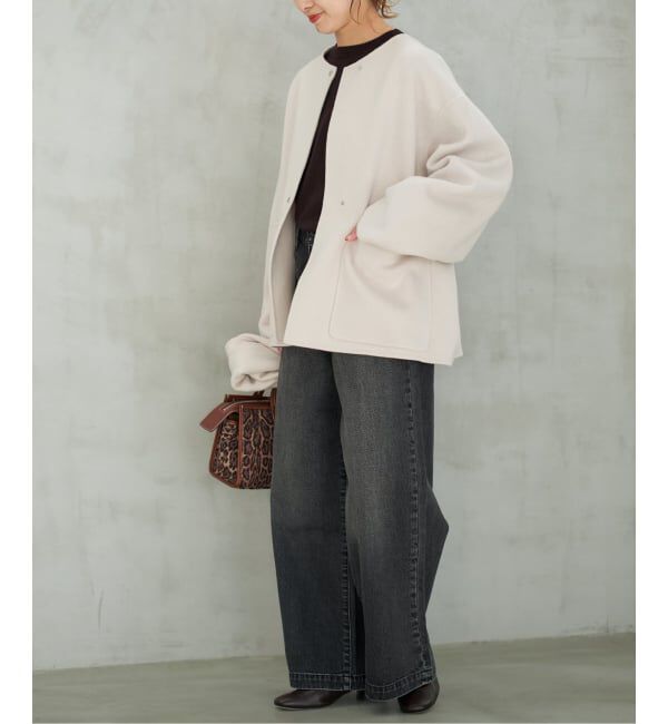 Spick and Span「《追加》ビーバーストール付きセットコート」|ノーカラーコート|