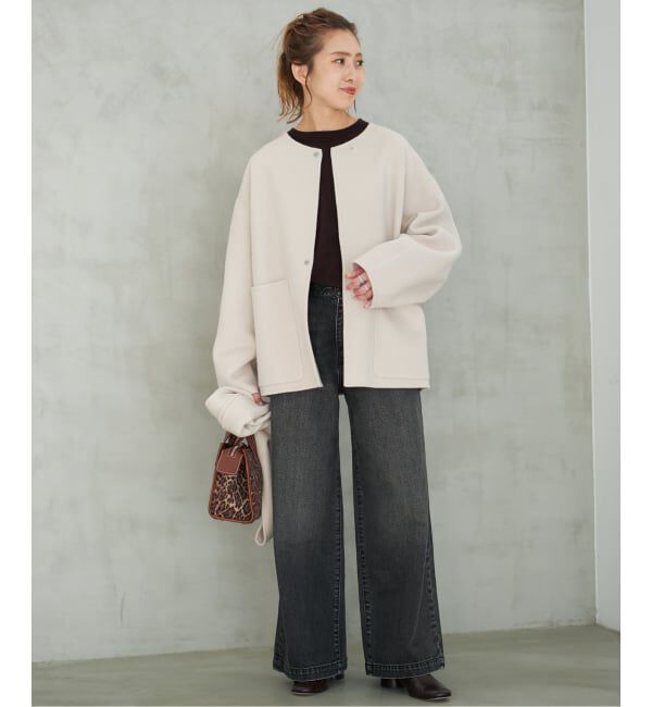 Spick and Span「《追加》ビーバーストール付きセットコート」|ノーカラーコート|