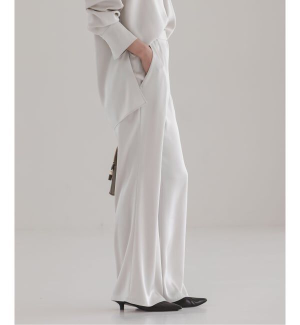 NOBLE「《セットアップ対応》ルナサテンナローフレアタックパンツ」|スラックス|