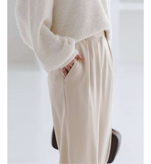 NOBLE「《セットアップ対応》ルナサテンナローフレアタックパンツ」|スラックス|